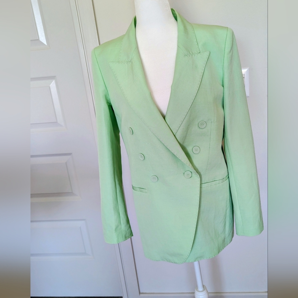 Lafayette 148 New York Double-Breasted Mint Blazer